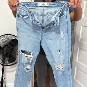 Hollister Light Wash Ripped Straight Jeans
